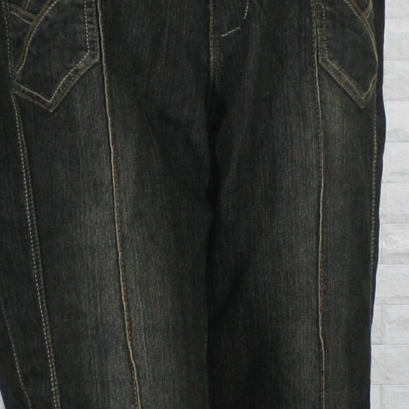 ASHLEY STEWART Jeans Denim Wide Leg Mid Rise Statement Waist Pockets Black 16W - Picture 5 of 14